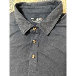 UNTUCKit Pique Polo BD‎ Button Up Shirt Blue Regular Fit Size XL